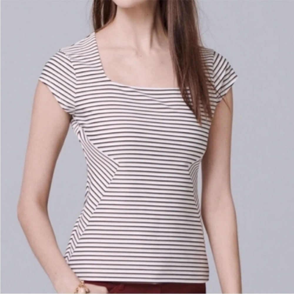 NWT WHBM Striped Cap Sleeve Peplum Top | 8